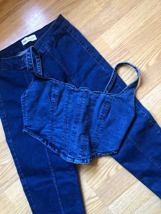 Conjunto vaquero top y pantalón