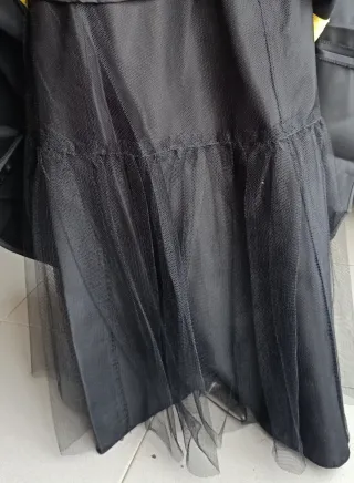 Vestido fiesta negro y amarillo lunares