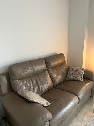 Sofá de Piel Beige Paris de El Corte Inglés