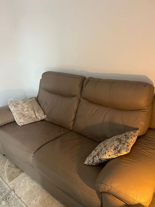 Sofá de Piel Beige Paris de El Corte Inglés