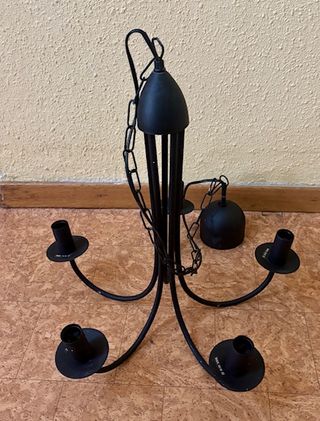 Lámpara araña 5 bombillas negra