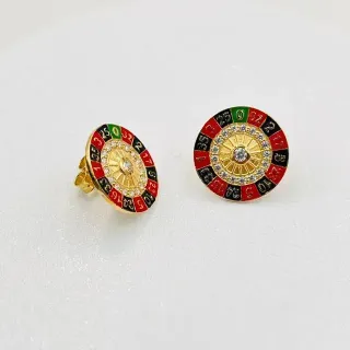 Pendientes Ruleta 18K Oro y Rojo