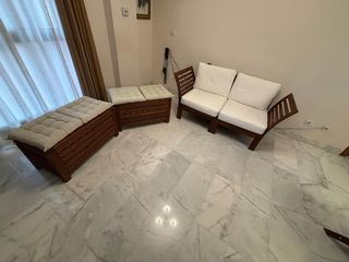 Conjunto mesa,sillas,sofá y baúl de jardín Teka