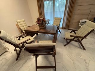 Conjunto mesa,sillas,sofá y baúl de jardín Teka