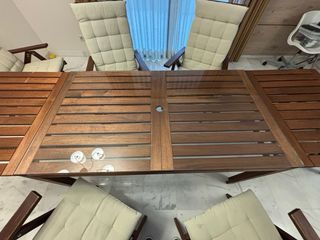 Conjunto mesa,sillas,sofá y baúl de jardín Teka