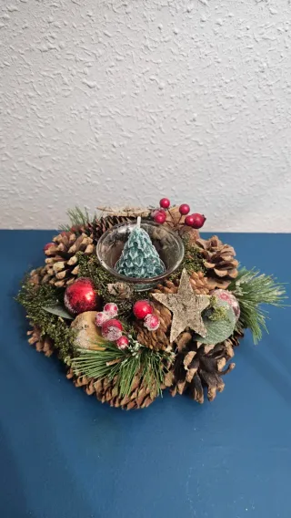 Portavelas centro de mesa Navidad con vela