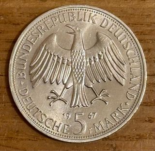 Alemania 5 Marcos 1967 Plata 0.625