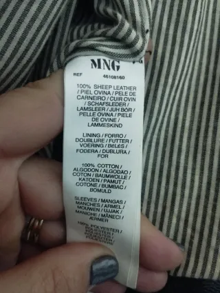 Cazadora Piel Negra Mango Talla M