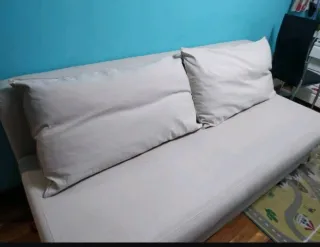 Sofá Cama Beige y Azul