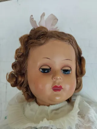 Bambola anni '50 parlante in vinile occhi mobili