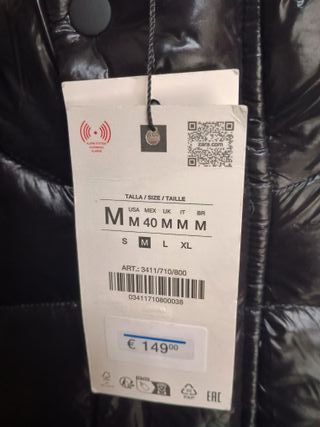 Plumífero largo Zara brillo Talla M grande
