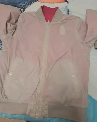 Bomber impermeable reversible rosa fucsia