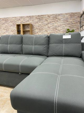 Sofá cama chaise longue + arcón antimanchas nuevo