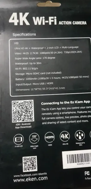 Cámara de acción EKEN 4K Ultra HD