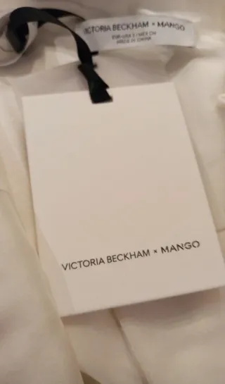 Victoria Beckham Top Lencero Seda Beige/Blanco