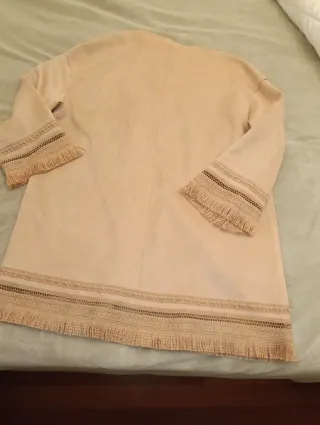 Chaqueta Zara Boho Bordada Rosa Talla XS