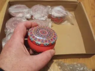 Lote 8 latas decoradas metal multicolor