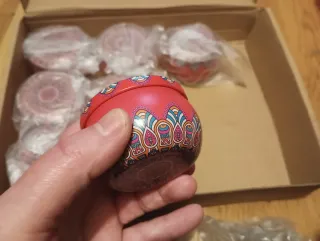 Lote 8 latas decoradas metal multicolor