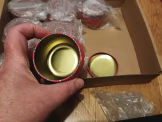 Lote 8 latas decoradas metal multicolor