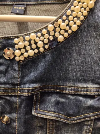 Chaqueta Vaquera Mujer Perlas Talla L