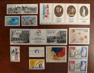 Lote 10 Sellos Franceses Bicentenario Revolución