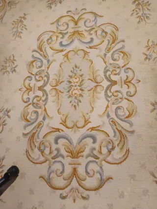 Alfombra lana beige y oro sin flecos