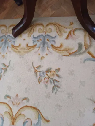 Alfombra lana beige y oro sin flecos