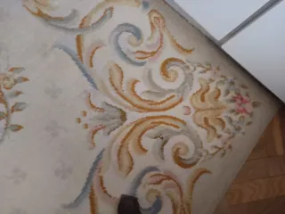 Alfombra lana beige y oro sin flecos