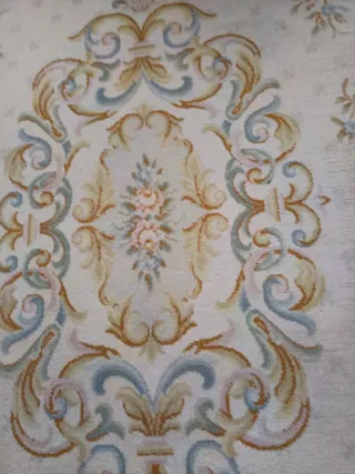 Alfombra lana beige y oro sin flecos