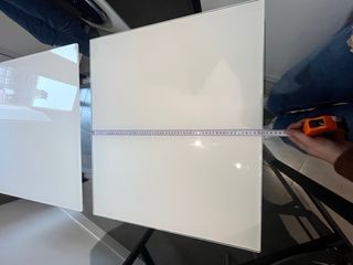 Mesa de cocina cristal y metal. extensible impecab