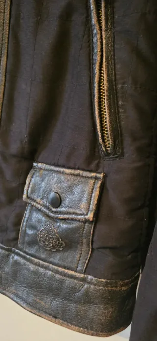 Cazadora Diesel Cuero y Tela Capucha Talla M