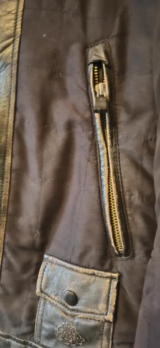 Cazadora Diesel Cuero y Tela Capucha Talla M