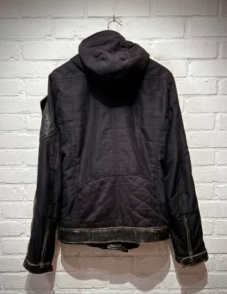 Cazadora Diesel Cuero y Tela Capucha Talla M