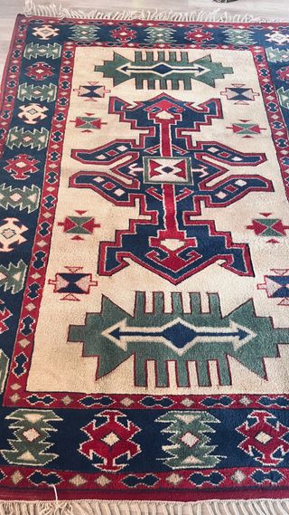 Alfombra étnica de lana multicolor