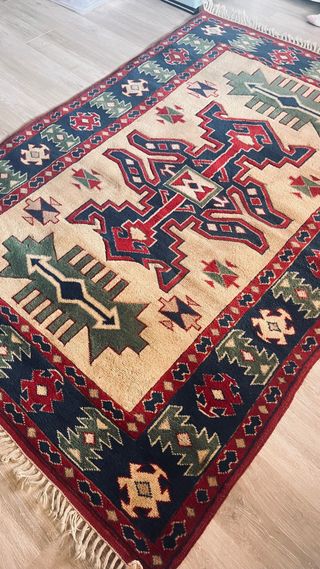 Alfombra étnica de lana multicolor