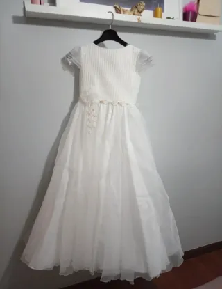 Vestido de comunión, cancán, zapatos y diadema