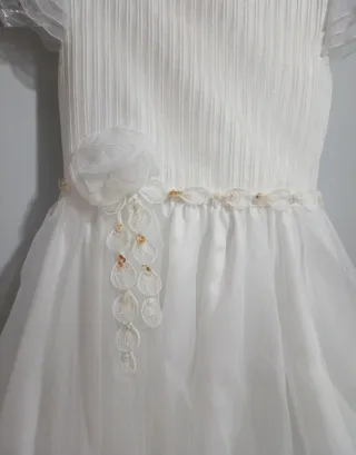 Vestido de comunión, cancán, zapatos y diadema