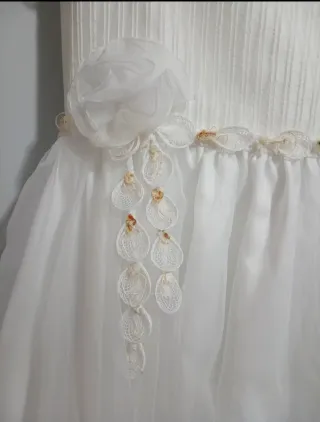 Vestido de comunión, cancán, zapatos y diadema