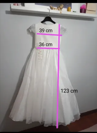 Vestido de comunión, cancán, zapatos y diadema