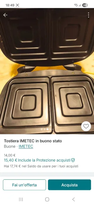 Tostiera elettrica IMETEC Dolcevita