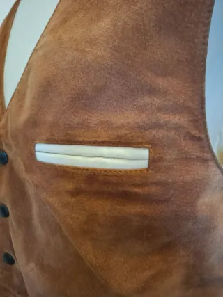 Gilet Tirolese L Pelle Scamosciata Fatto Mano