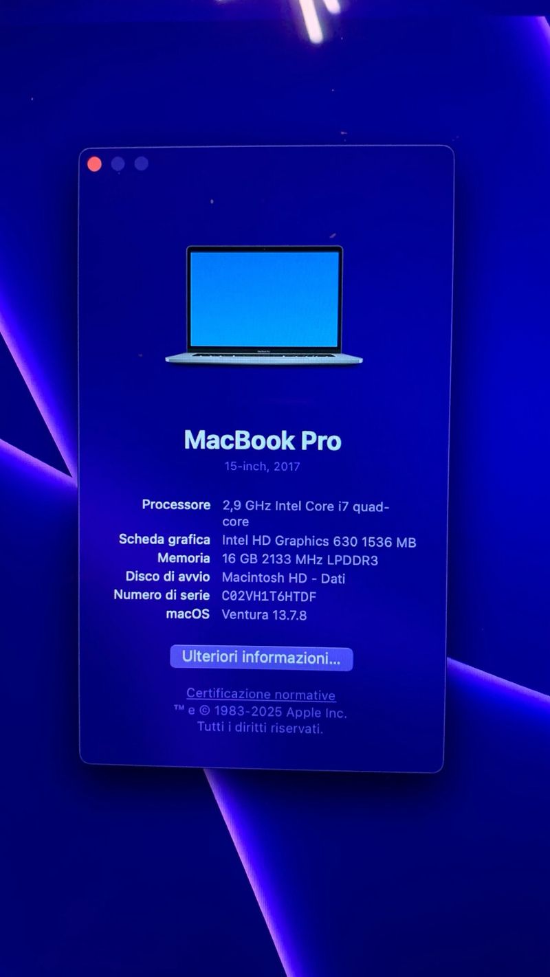 MacBook Pro 15 2017 16GB RAM