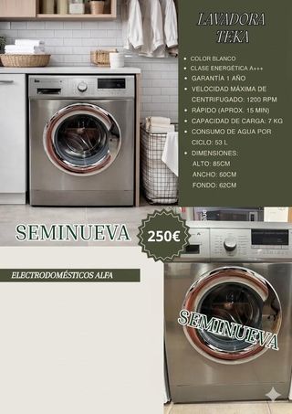 Lavadora Teka Seminueva 7kg 1200 RPM