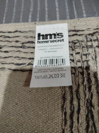 Alfombra de baño beige y gris, 100% algodón.