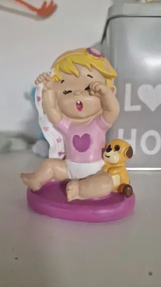 Figura tarta bautizo bebé y perro