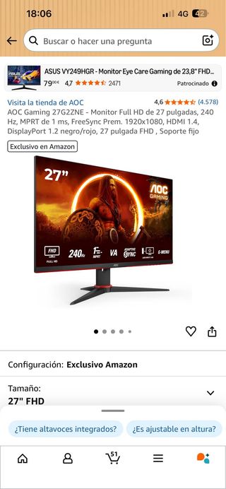 Monitor AOC 27  no dispongo de su caja original