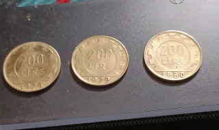 Monedas 200 Liras 1978, 1979, 1980
