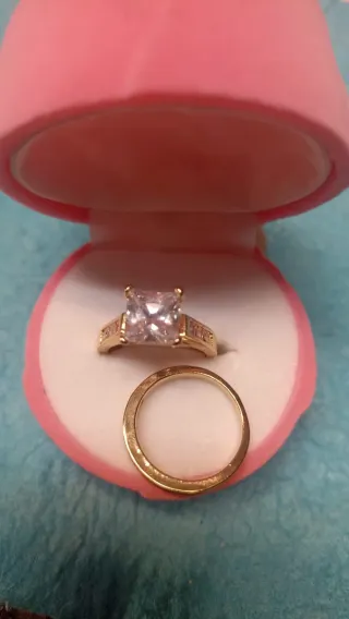 Juego Anillos Compromiso Fantasía Oro Blanco