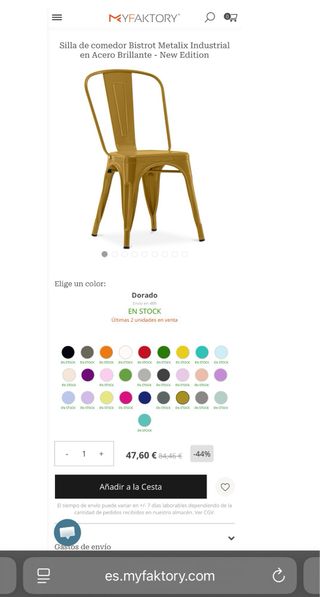 2 Sillas Metálicas Color Mostaza Tolix como nuevas