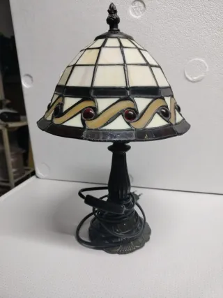 Lámpara Sobremesa Tiffany Cristal y Metal